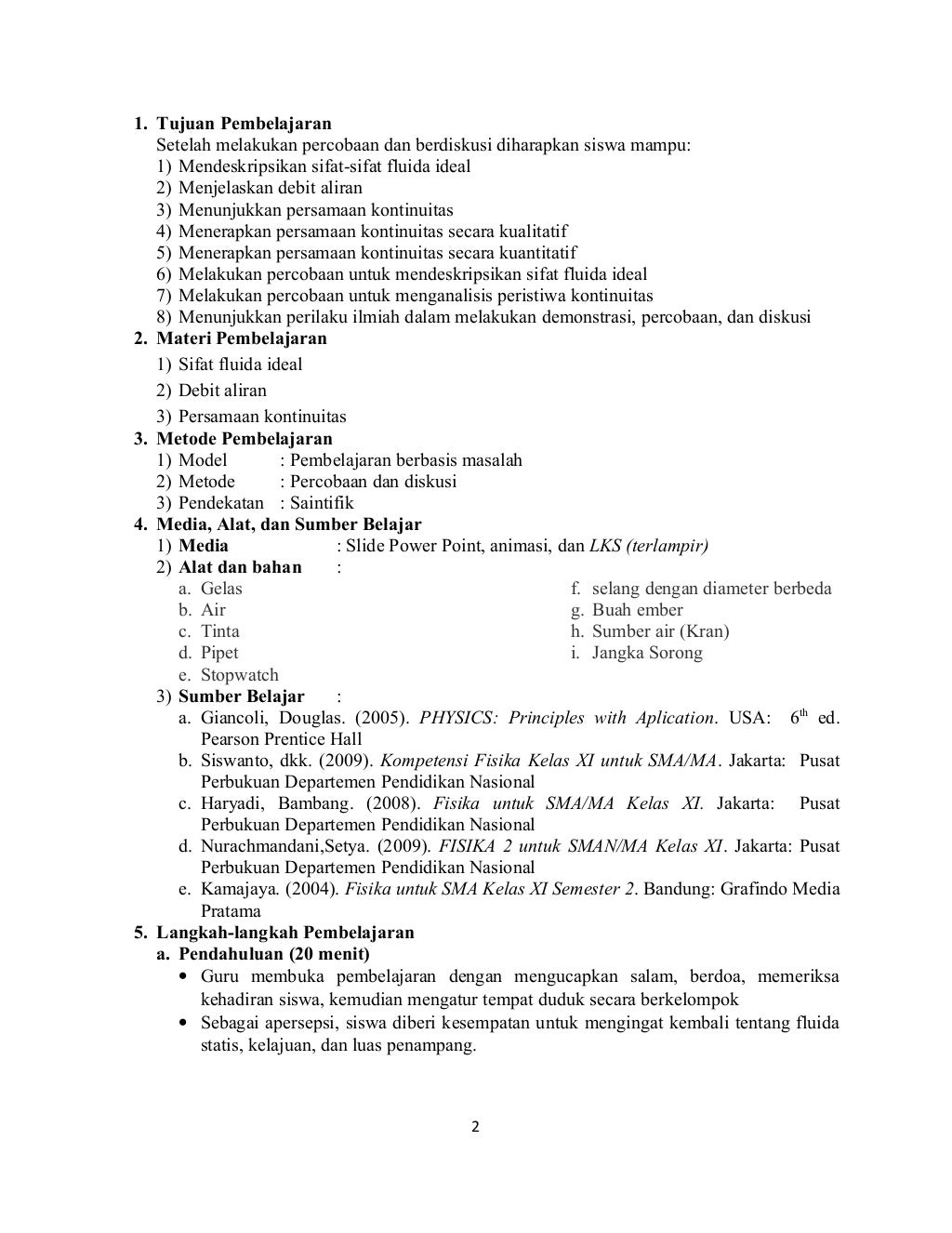 8. sma kelas xi rpp kd 3.7;4.7 fluida dinamis (karlina 8. sma kelas xi rpp kd 3.7;4.7 fluida dinamis (karlina