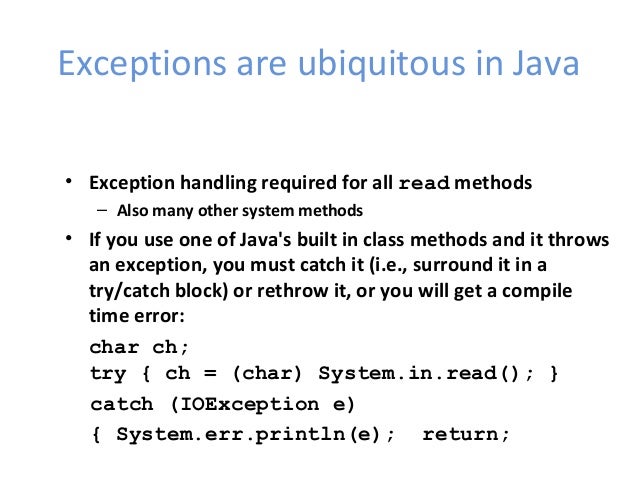 Exceptions in java