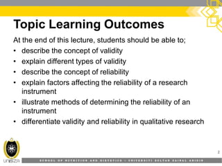 8. validity and reliability of research instruments | PDF