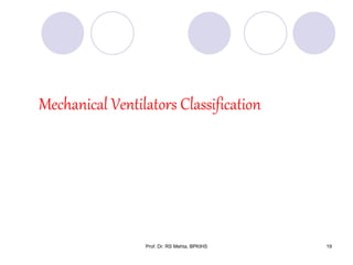 Mechanical Ventilators Classification
19Prof. Dr. RS Mehta, BPKIHS
 