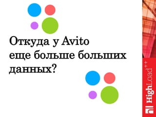 Откуда у Avito
еще больше больших
данных?
 