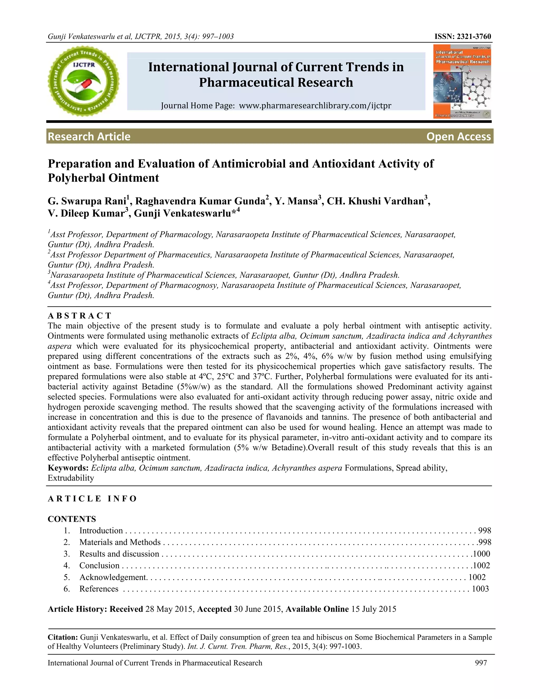 Preparation and Evaluation of Antimicrobial and Antioxidant Activity of ...