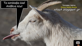 Τα κατάλαβα όλα!
Αλήθεια λέω!
Τσατσούρης Χρήστος
Φιλόλογος Γυμνασίου Μαγούλας
 