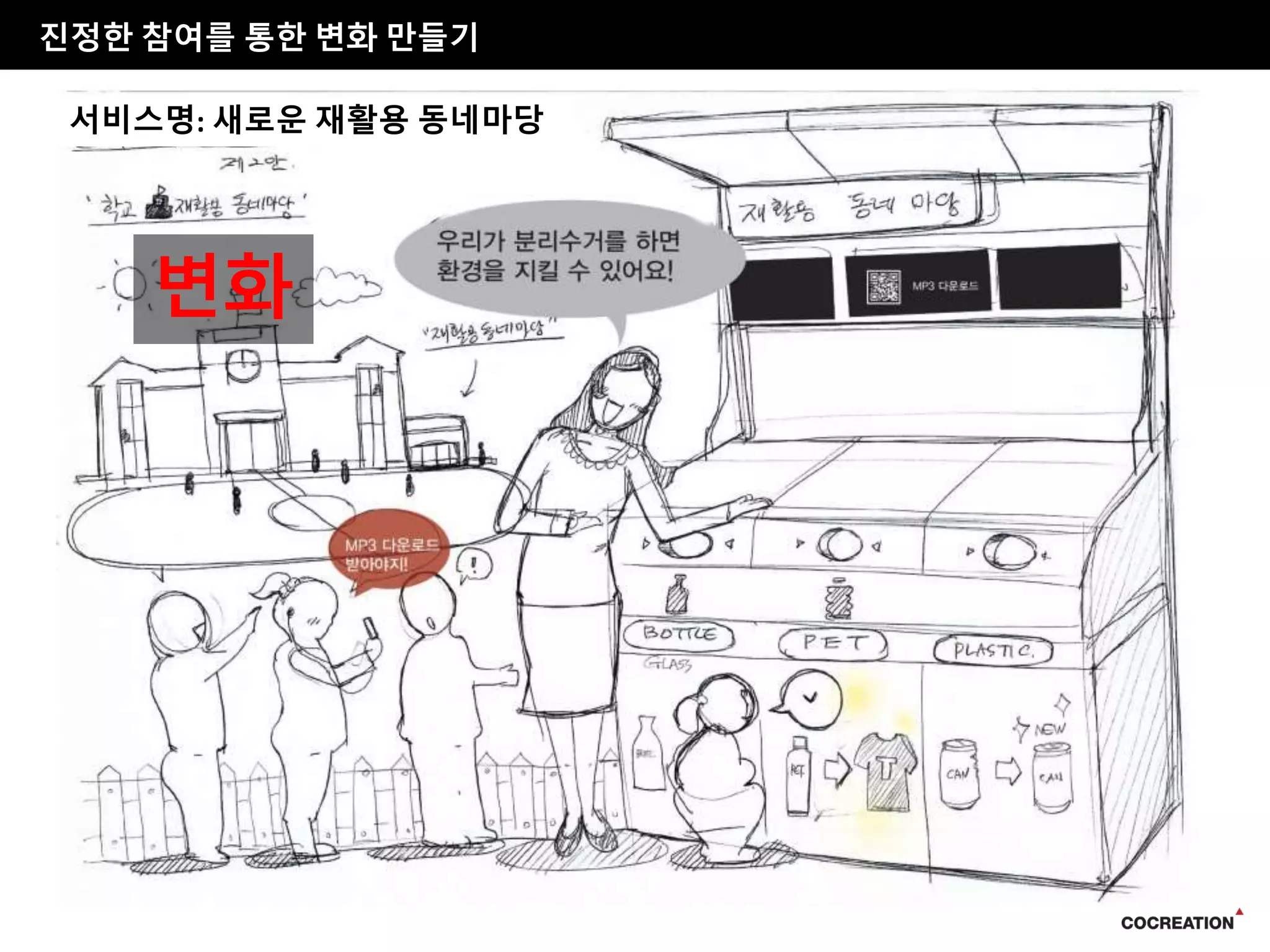 서비스명: 새로운 재활용 동네마당
진정한 참여를 통한 변화 만들기
변화
 