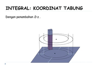 INTEGRAL: KOORDINAT TABUNG
Dengan penambahan D z .
 
