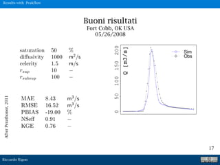 Riccardo Rigon
17
Buoni risultati
Fort Cobb, OK USA
05/26/2008
AfterPerathoner,2011
Results with Peakflow
 