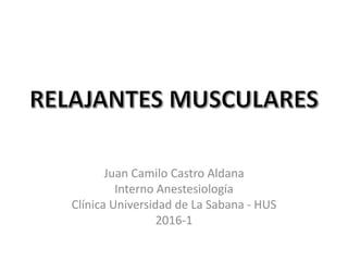 Juan Camilo Castro Aldana
Interno Anestesiología
Clínica Universidad de La Sabana - HUS
2016-1
 