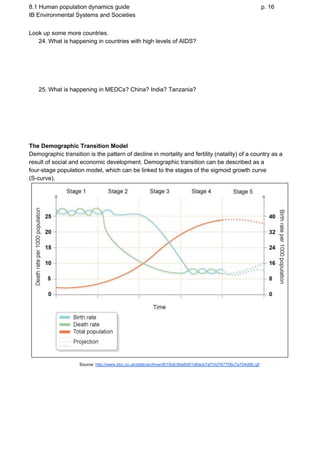 ESS Topic 8.1 - Human population dynamics guide | PDF