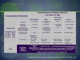 Guidelines for the Diagnosis and Management of Asthma. NHLBI, 2007
 