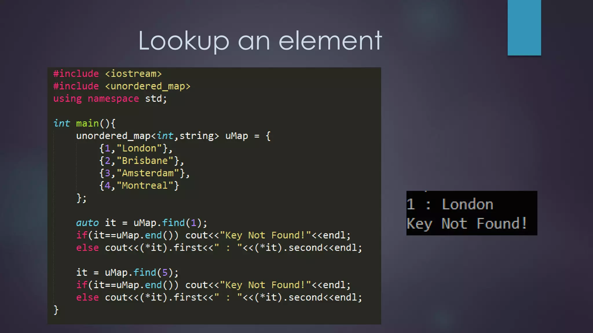 Lookup an element
 