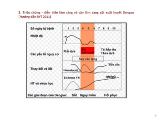 9
3. Triệu chứng - diễn biến lâm sàng và cận lâm sàng sốt xuất huyết Dengue
(Hướng dẫn BYT 2011)
 