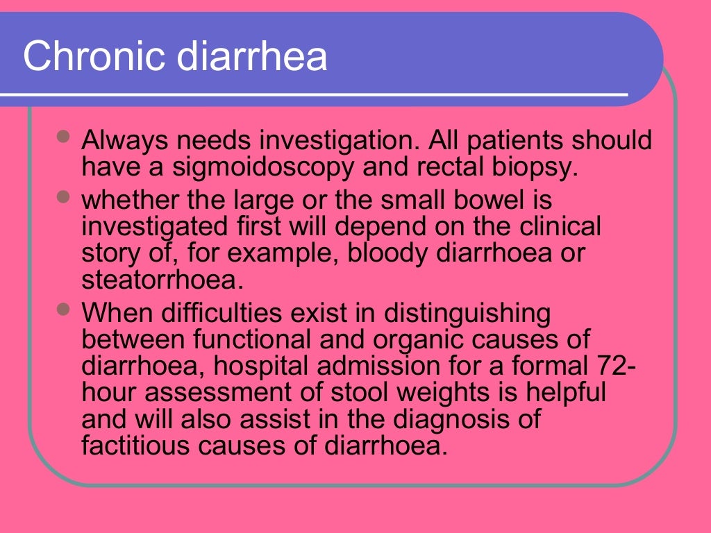 Symptomatic treatment of Diarrhea