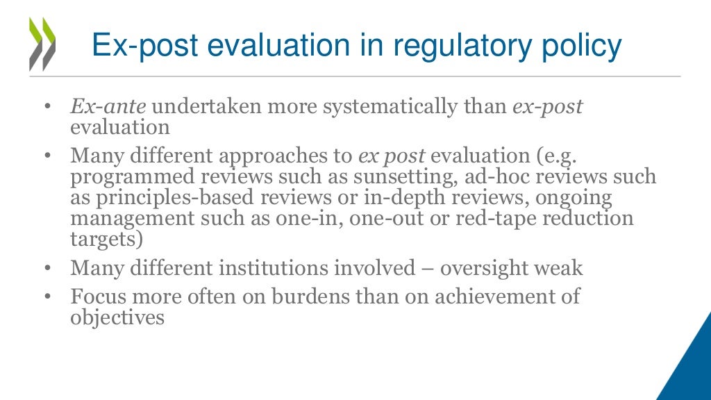 Processes and institutions for effective ex post evaluation