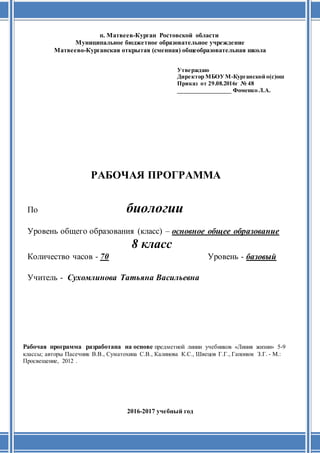 Рп По Биологии 8 Класс | PDF
