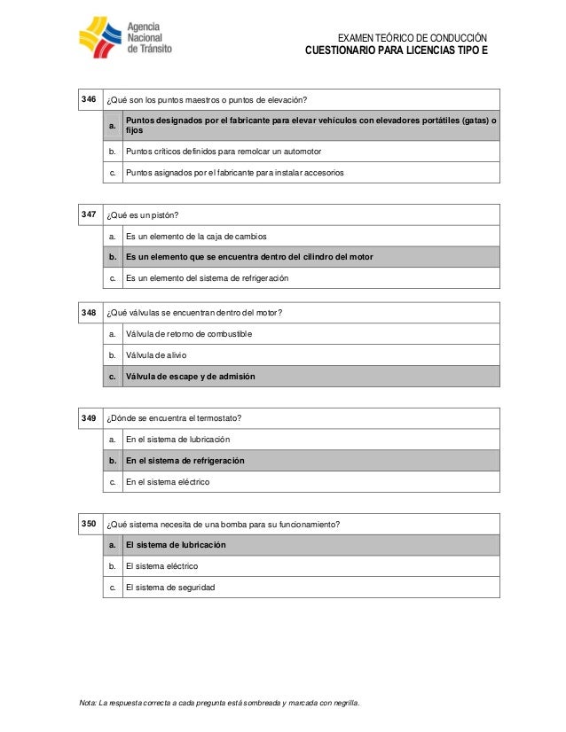 8 Banco De Preguntas Para Licencias Tipo E V5