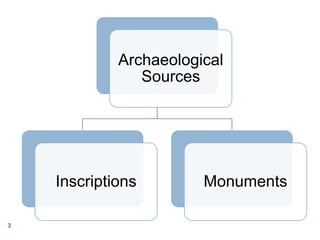 Archaeological
Sources
Inscriptions Monuments
3
 