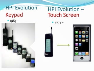 HPI Evolution -
Keypad
 1983 –
HPI Evolution –
Touch Screen
 1993 –
 