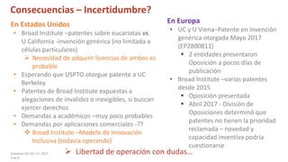 Propiedad Intelectual en la edición de genomas.