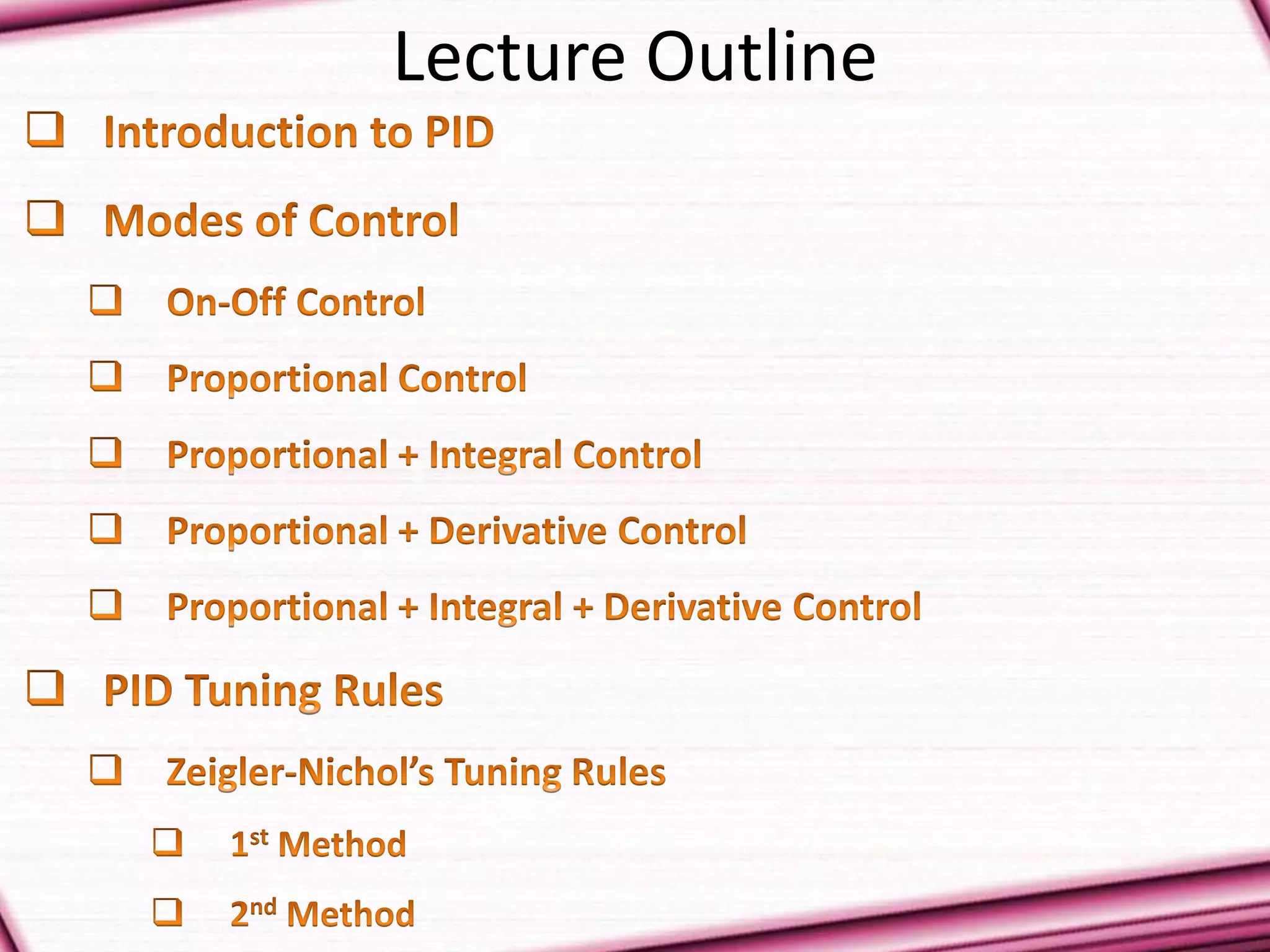 Lecture Outline
 