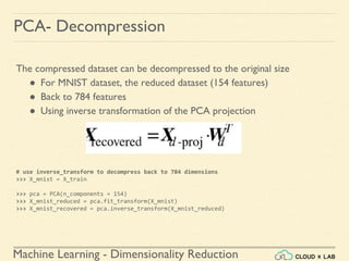Dimensionality Reduction | Machine Learning | CloudxLab | PPTX