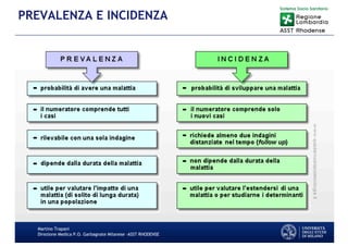 Martino Trapani
Direzione Medica P.O. Garbagnate Milanese –ASST RHODENSE
PREVALENZA E INCIDENZA
 