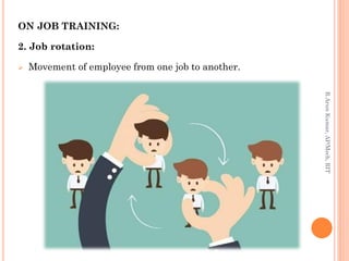 ON JOB TRAINING:
2. Job rotation:
 Movement of employee from one job to another.
R.ArunKumar,AP/Mech,RIT
 