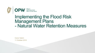 Implementing the Flood Risk
Management Plans
- Natural Water Retention Measures
Conor Galvin
11 October 2019
 