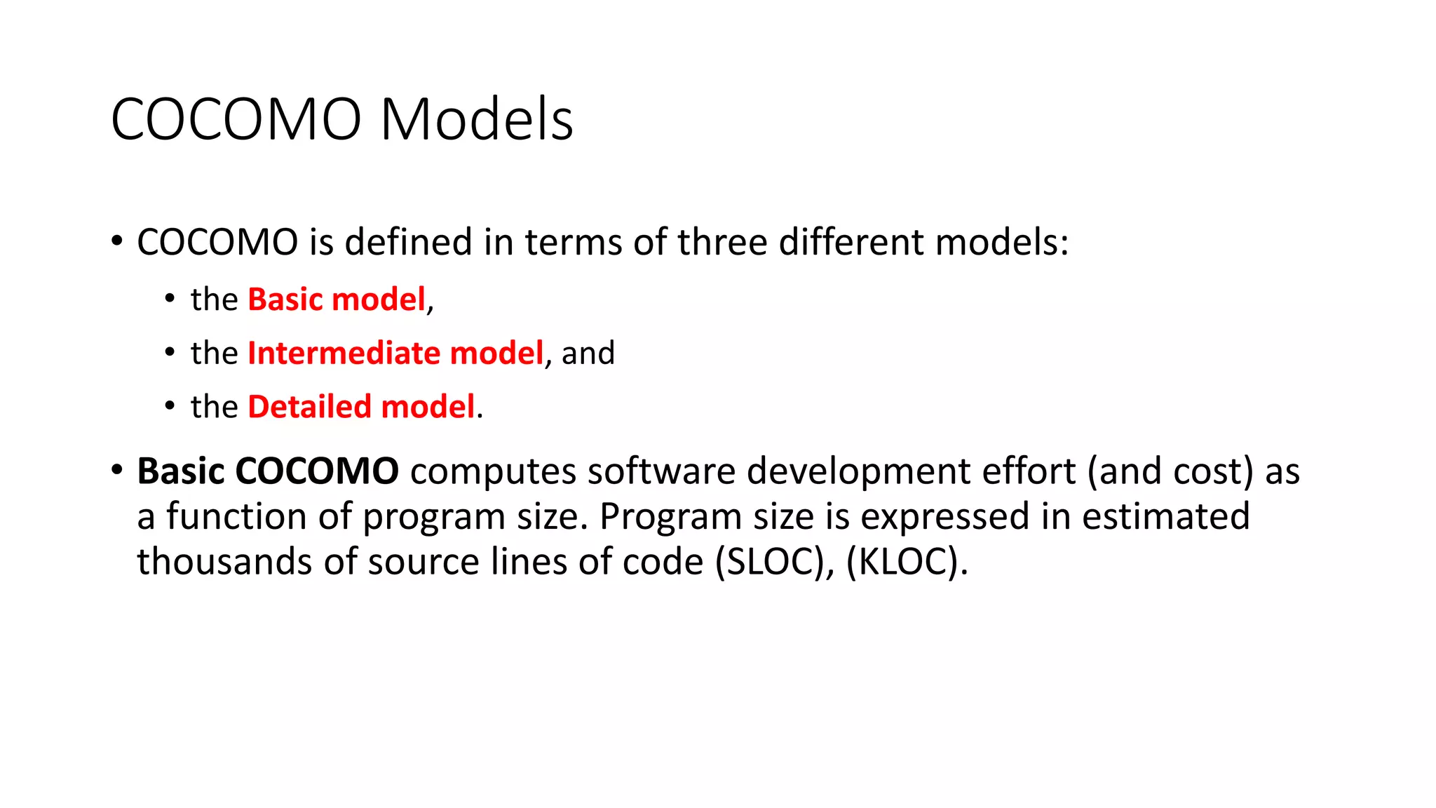 COCOMO Modal In Software Engineering By NADEEM AHMED | PPT