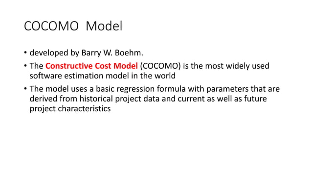 COCOMO Modal In Software Engineering By NADEEM AHMED | PPT