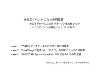 23
case 1 YCAM
case 2 ThinkThings
case 3 2015 YCAM Sports Hackathon
-
-
 
