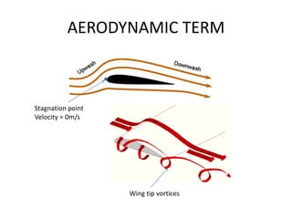 AERODYNAMIC TERM



Stagnation point
Velocity = 0m/s




                   Wing tip vortices
 