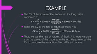 Cv Formula Example Statistics Measures of Variation | PPTX