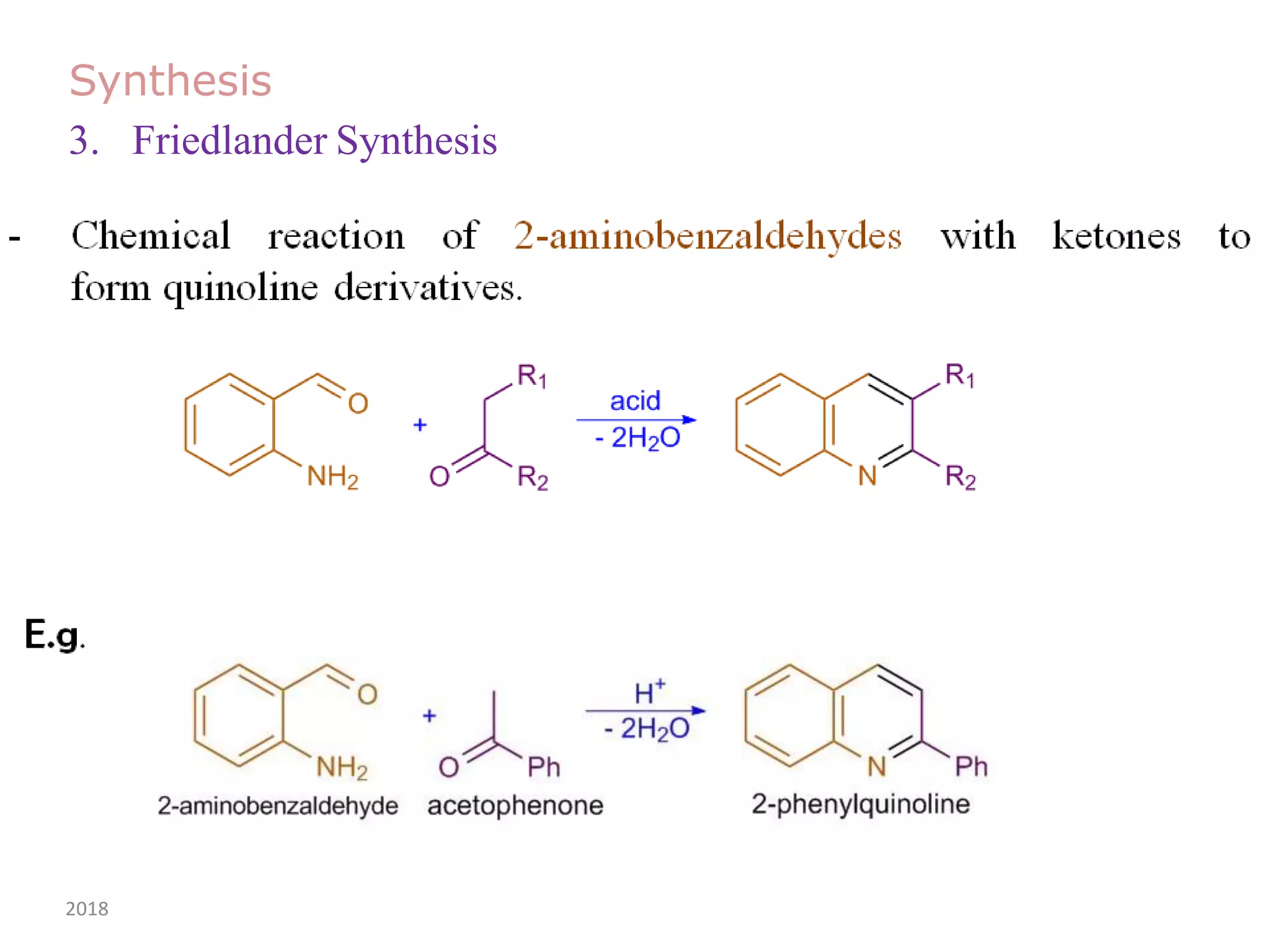 Synthesis
3. Friedlander Synthesis
2018 148
