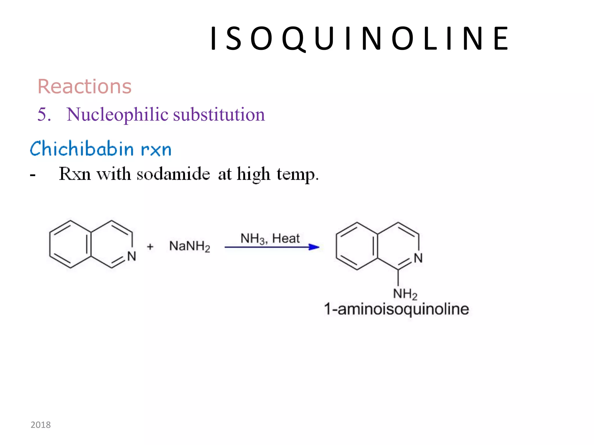 I S O Q U I N O L I N E
2018 164
Reactions
5. Nucleophilic substitution