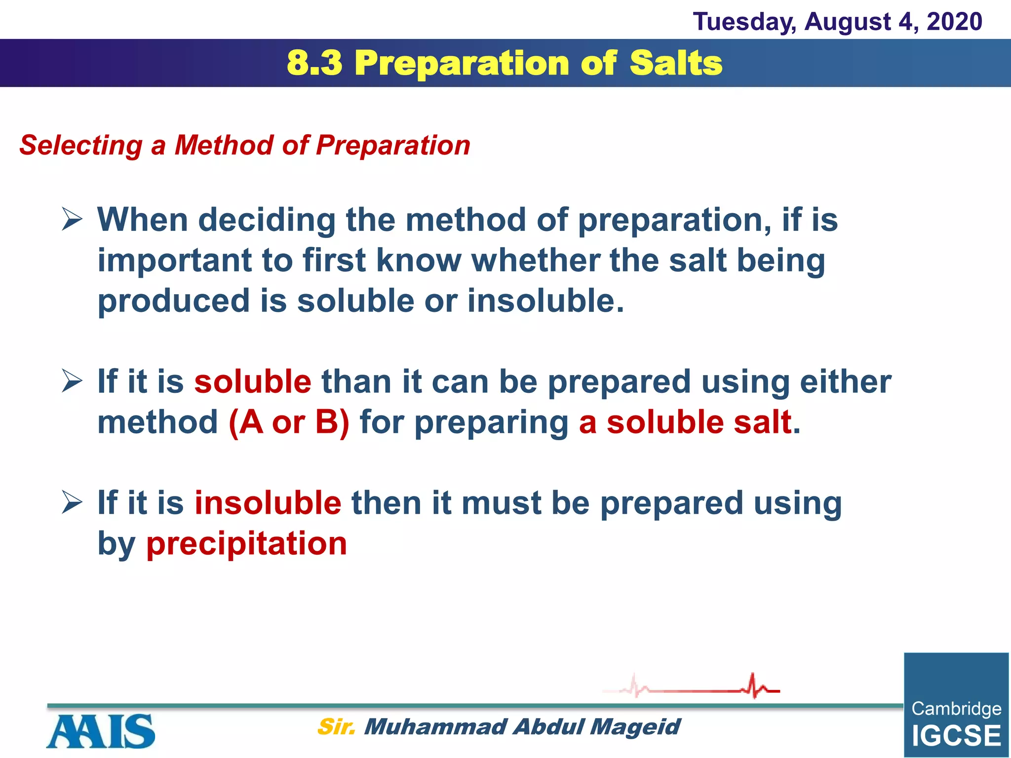 Preparing Salt Method 8.3 preparation of salts | PDF