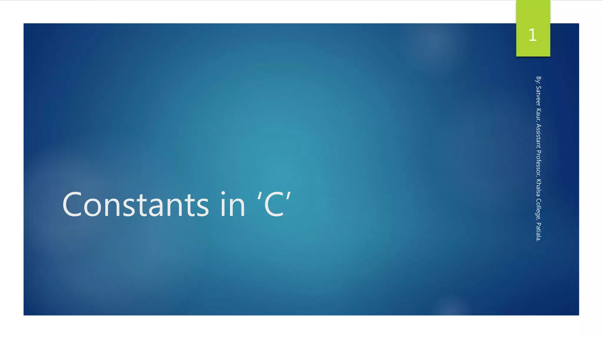 Constants in C | PPTX