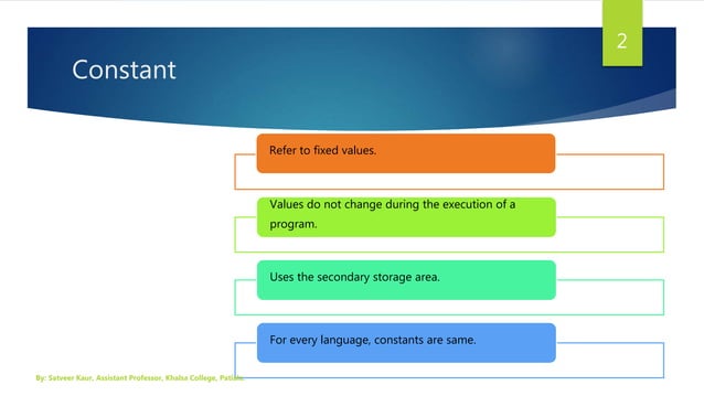Constants in C | PPTX | Computing | Technology & Computing