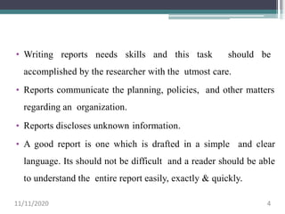 Research Methodology report writing | PPTX