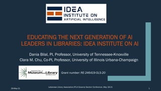 Educating the Next Generation of AI Leaders in Libraries: IDEA Institute on AI