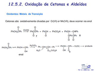 12.5.2. Oxidação de Cetonas e Aldeídos
Oxidantes: Metais de Transição
Cetonas são oxidativamente clivadas por Cr(VI) or Mn(VII), deve ocorrer via enol
enol
Prof. Dr. Sidney Lima - 2021
 