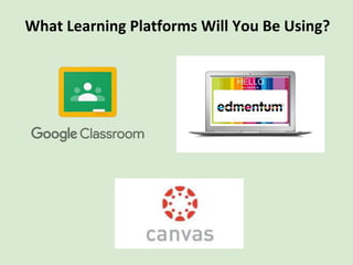 What Learning Platforms Will You Be Using?
 