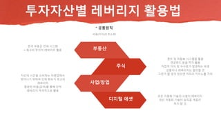 투자자산별 레버리지 활용법