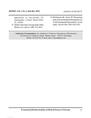 Ó Journal of Krishna Institute of Medical Sciences University
JKIMSU, Vol. 1, No. 2, July-Dec. 2012
approaches in low-inco...