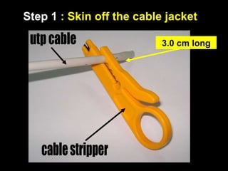 Step 1 : Skin off the cable jacket
3.0 cm long
 