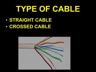 TYPE OF CABLE
• STRAIGHT CABLE
• CROSSED CABLE
 