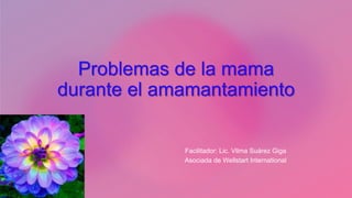 Problemas de la mama
durante el amamantamiento
Facilitador: Lic. Vilma Suárez Giga
Asociada de Wellstart International
 
