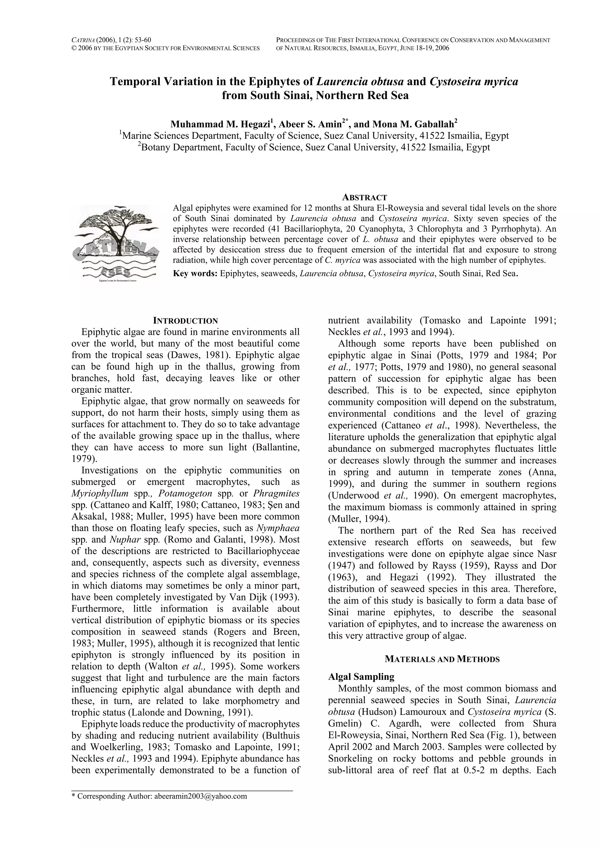 Temporal Variation in the Epiphytes of Laurencia obtusa and Cystoseira ...