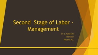 Second Stage of Labor -
Management
Dr. S. Kalavathi
Professor
RMCON, AU.
 