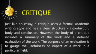 REVIEW, REACTION AND CRITIQUE PAPER EAPP | PPTX