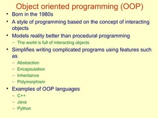 OOP Part I Python is a high-level programming language used to build ...